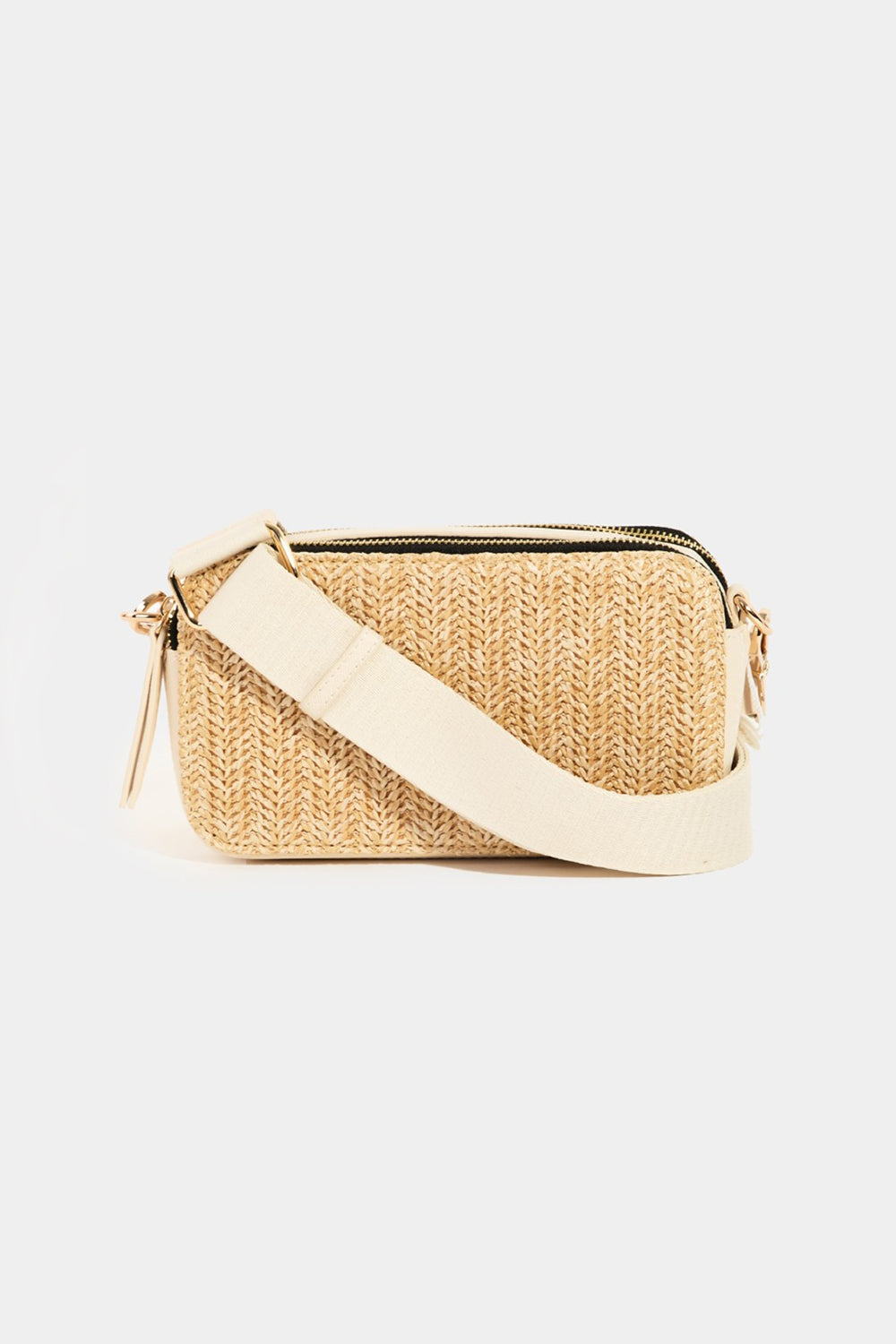 Fame Straw Contrast Crossbody Bag