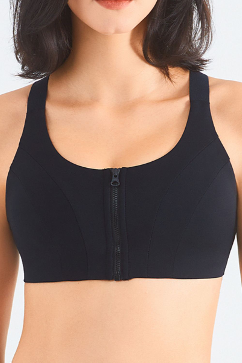 Zip-Up Racerback Sports Bra