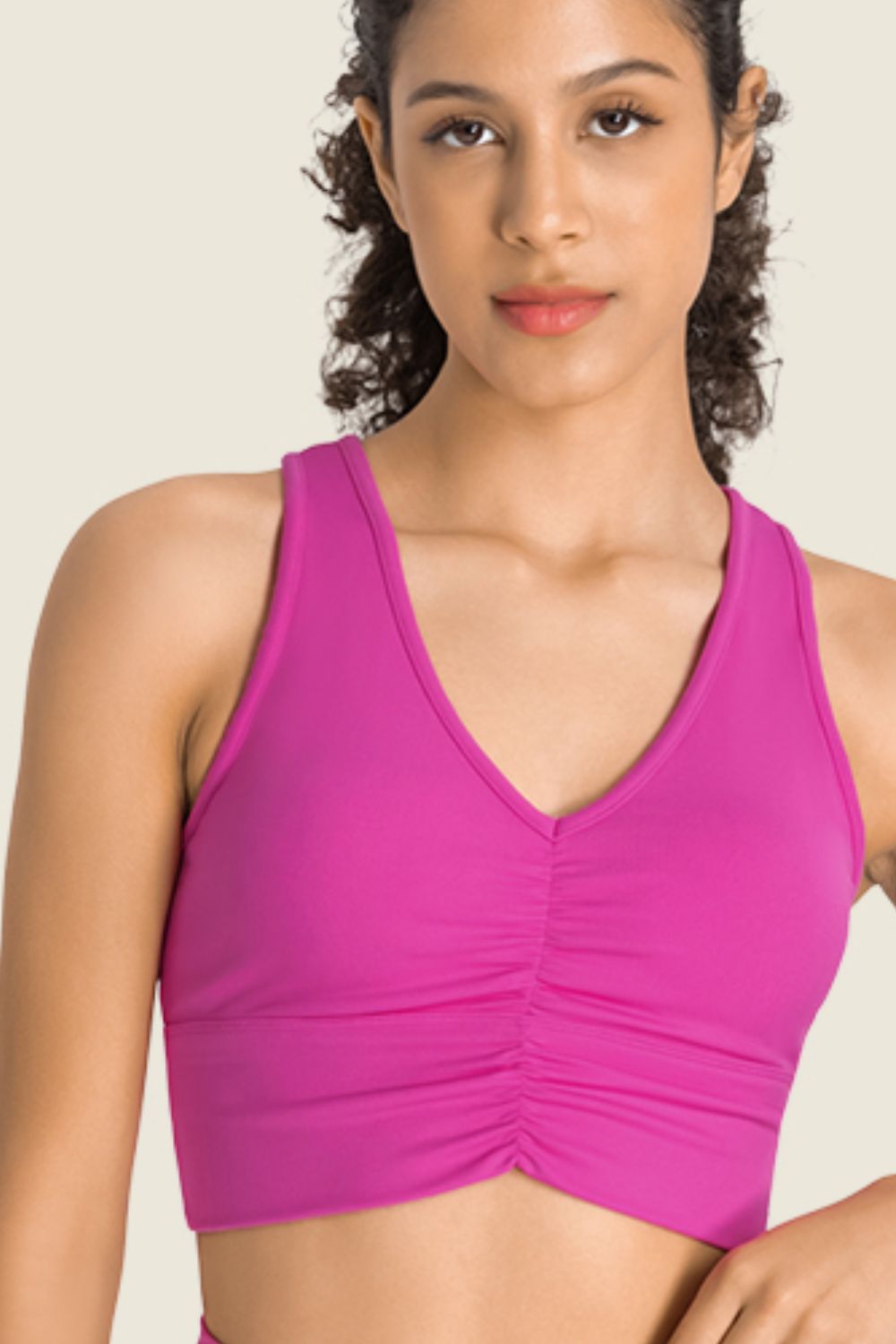 Gathered Detail Halter Neck Sports Bra