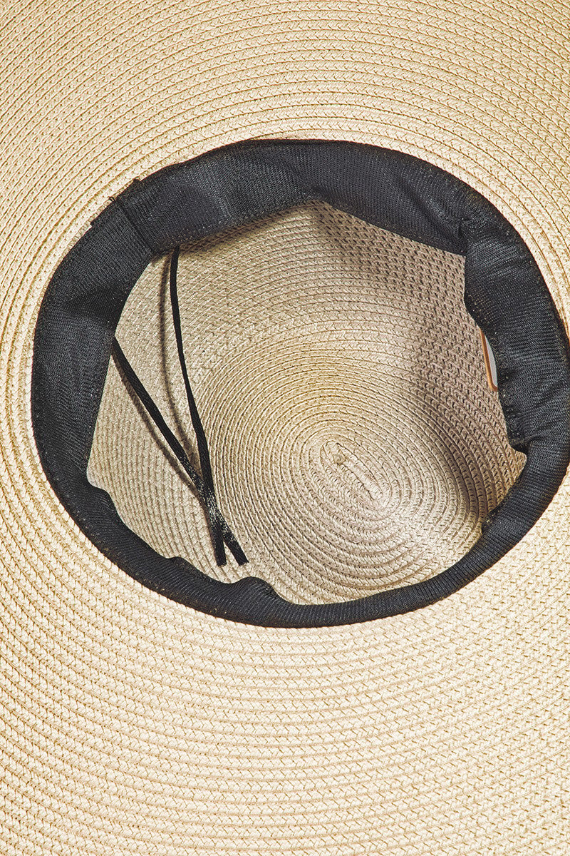 Fame Rope Strap Wide Brim Weave Hat