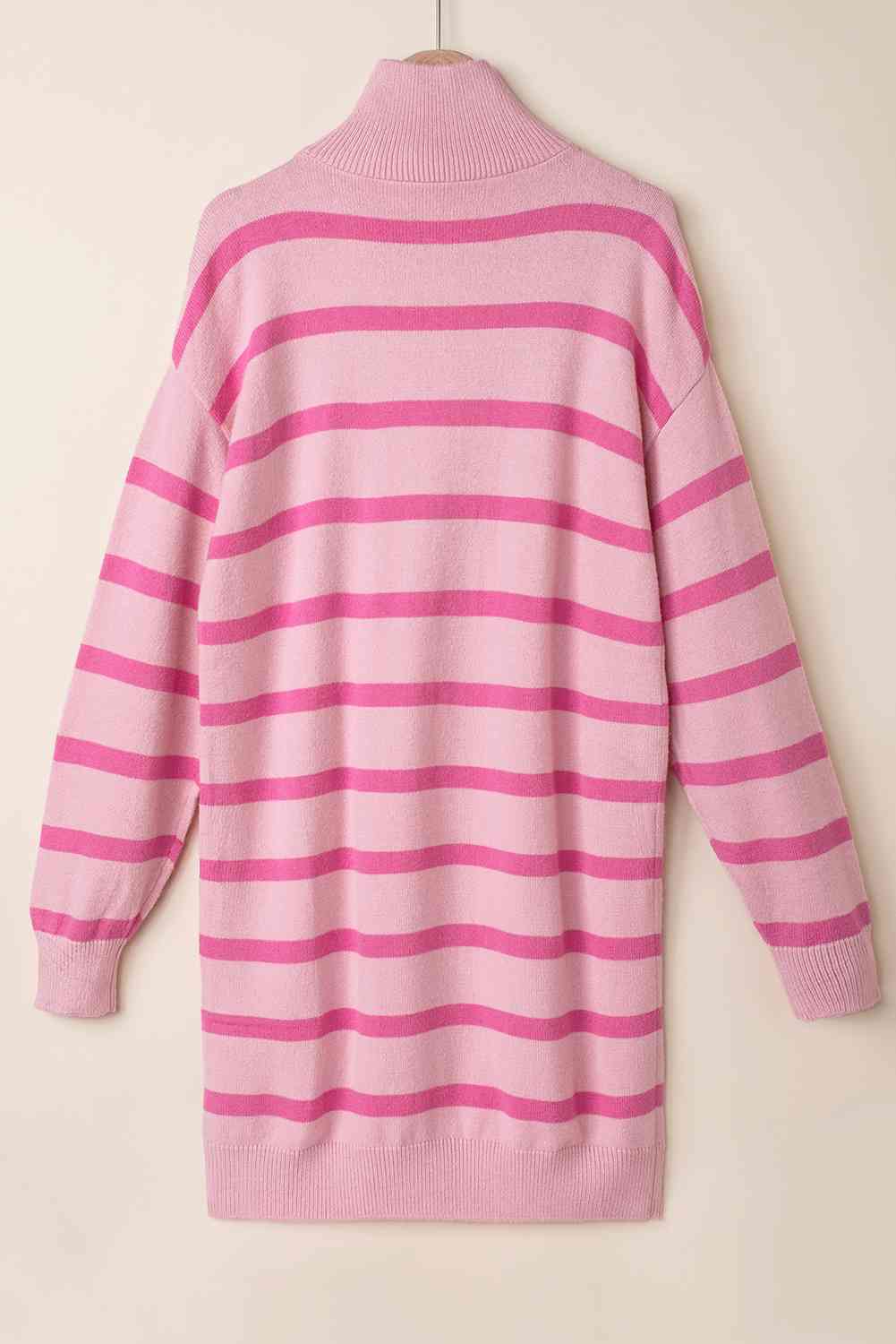 Striped Quarter-Zip Collared Sweater Dress